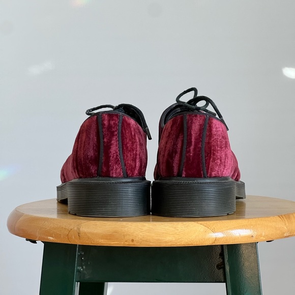 Dr. Martens Hugh Burgundy Red Velvet Lace-Up Oxfords Shoes - Burgundy - Picture 13 of 16